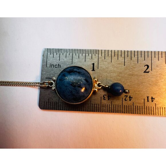 Sterling Silver 925 Lapis Lazuli Pendant Necklace, 18”, 8.49g, Elegant Design - Picture 10 of 11